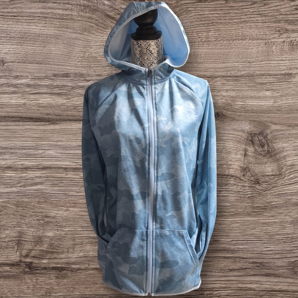 Xersion Blue Camo full zip  Hooded Lightweighg Jacket